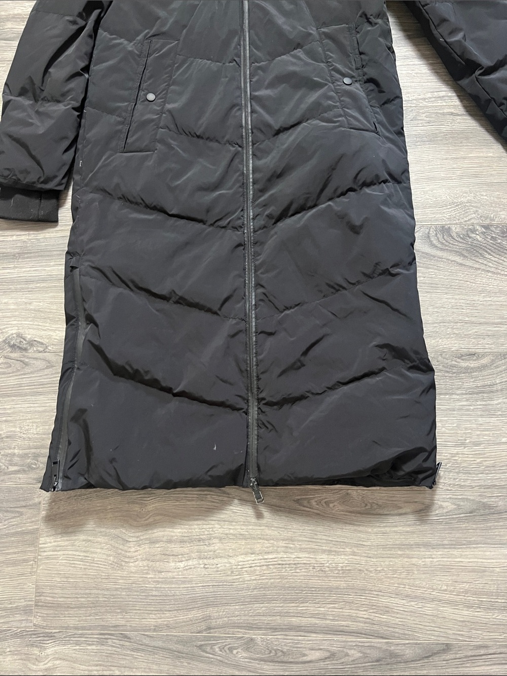 Zara Long Hooded Black Puffer Coat - Women - Picture 3 of 12